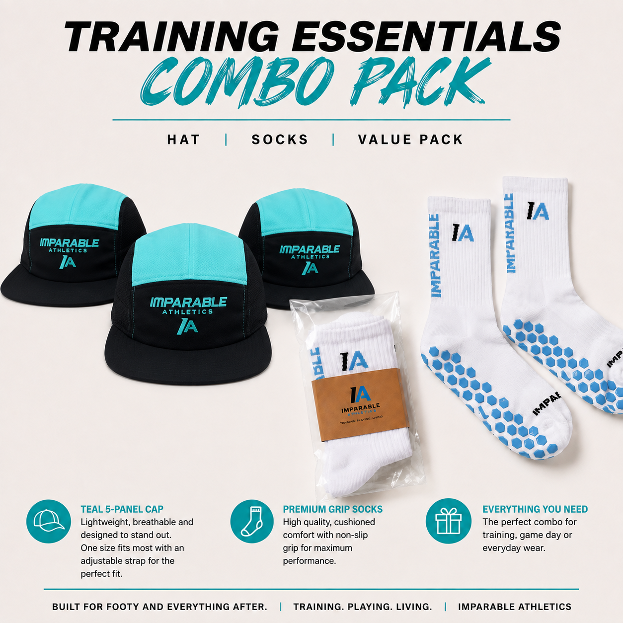 Teal Cap + Grip Socks Combo